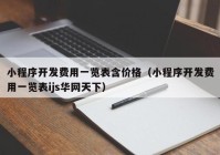 小程序开发费用一览表含价格（小程序开发费用一览表ijs华网天下）